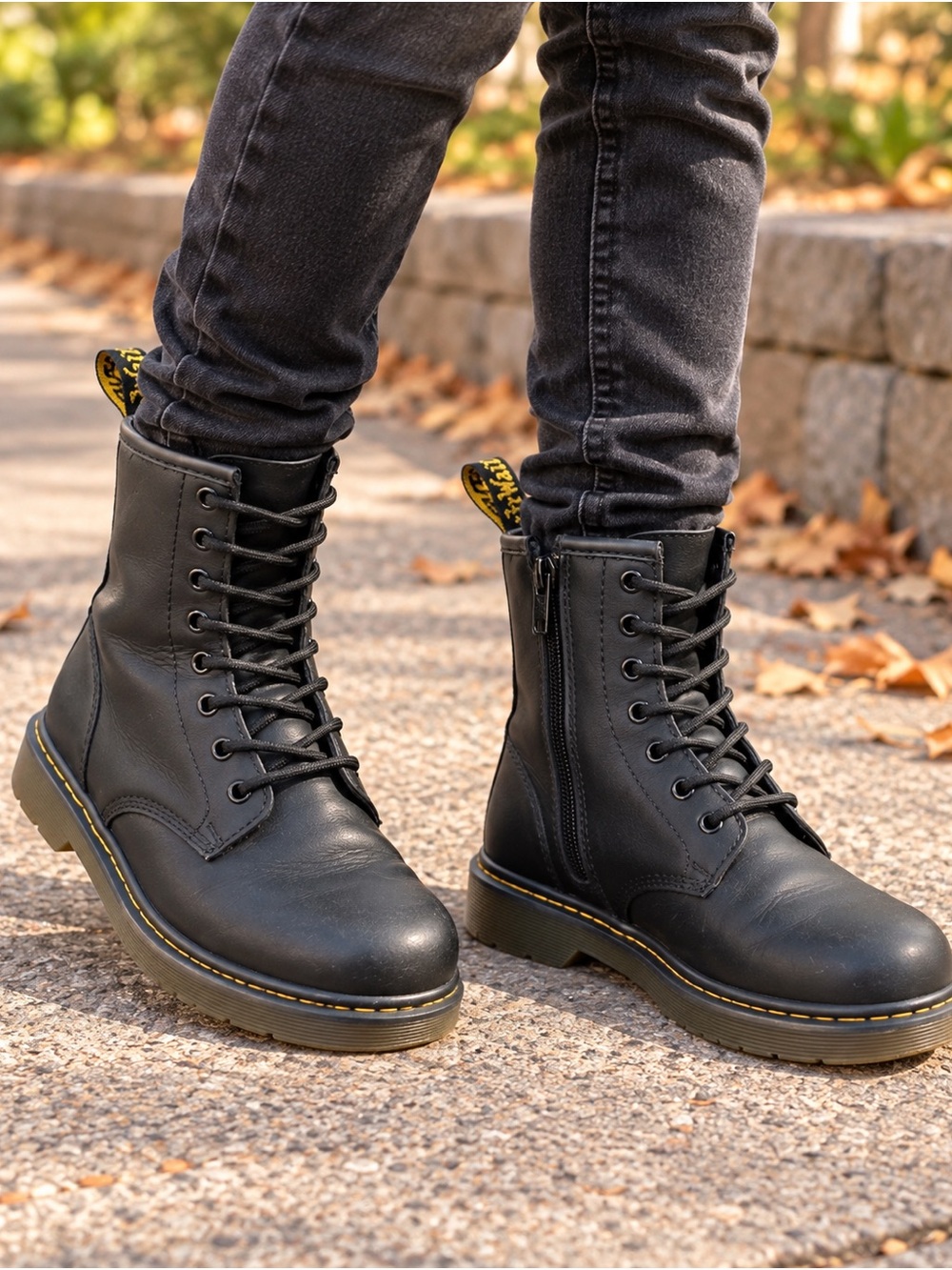 Dr. Martens 1460 J Black Leather Youth Boots Size US 2